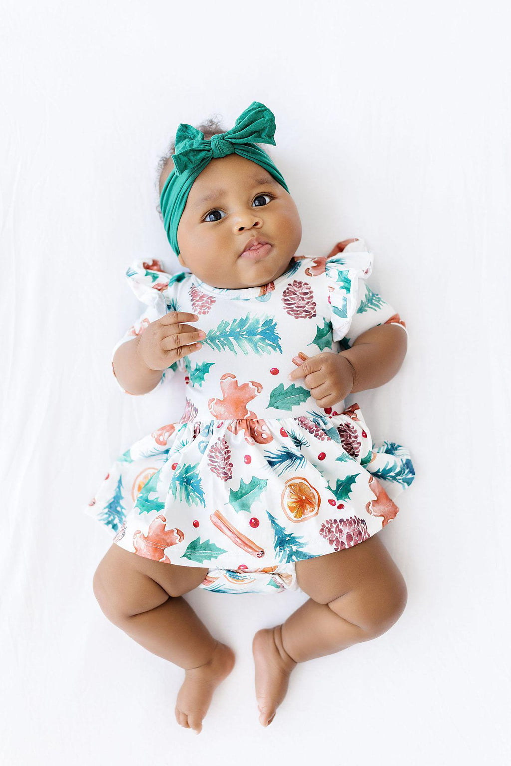 Classic Christmas 3/4 Sleeve Flutter Twirl Bodysuit
