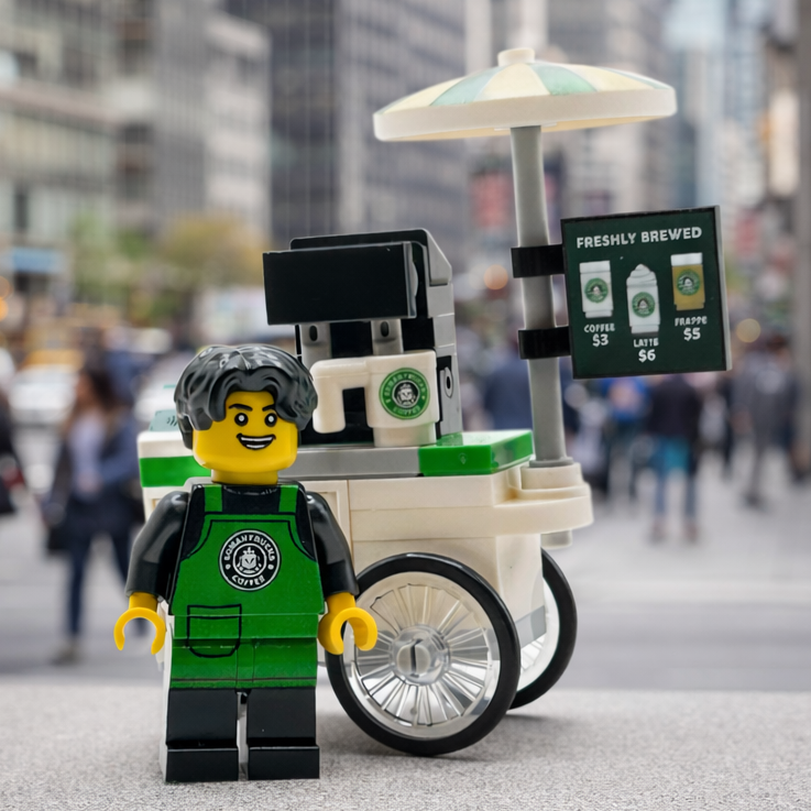 Somanybucks Coffee Cart with Minifig