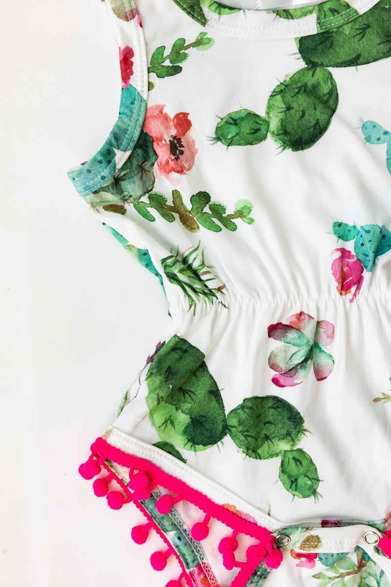 Cute Cactus Pom Pom Romper