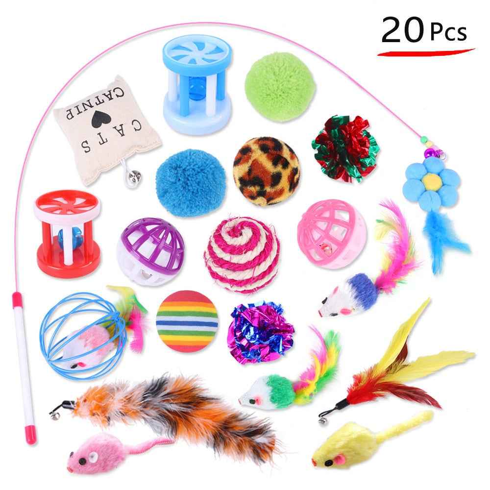 New Pet Toy Set Cat Toys Teaser Wand Mouse Supplies Multi-Style Combination