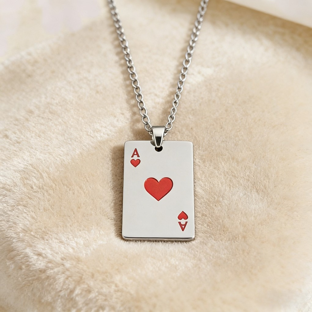 Titanium Steel Playing Card Necklace