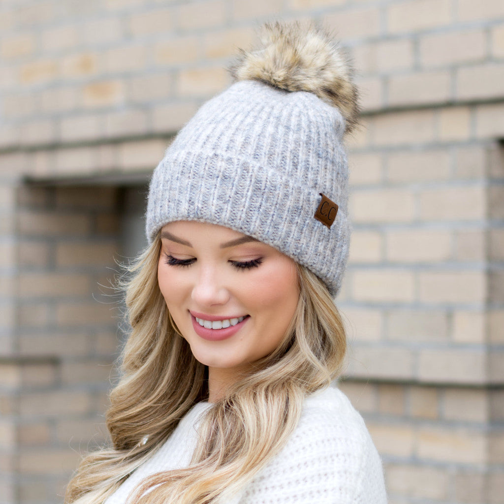 C.C® Cozy Marled Pom Beanie