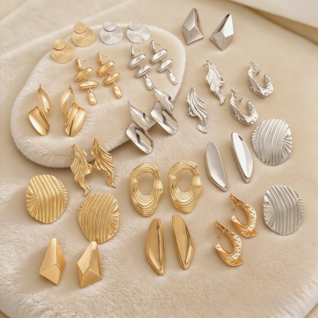 Vintage Textured Wrinkle Geometric Earrings