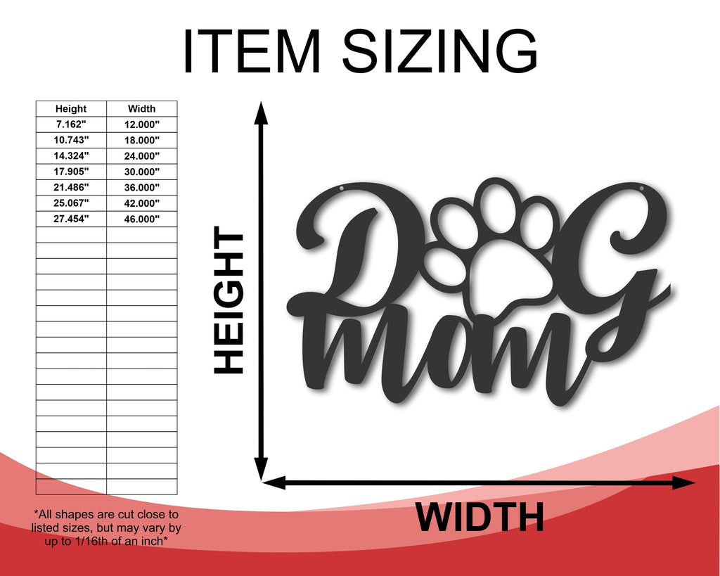 Metal Dog Mom Wall Art | Custom Metal Dog Mom Sign | 15 Color Options