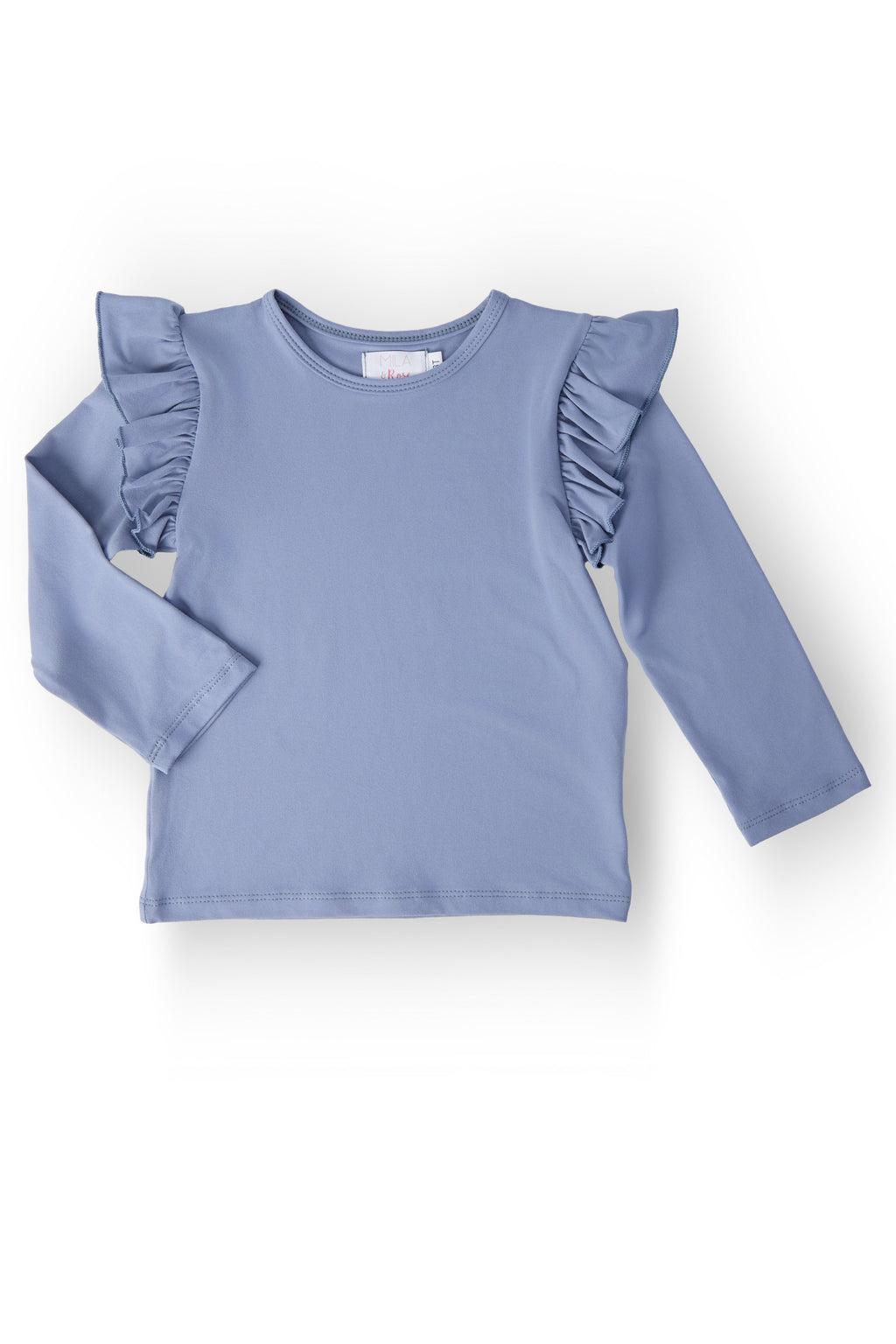 Dusty Blue L/S Ruffle Tee