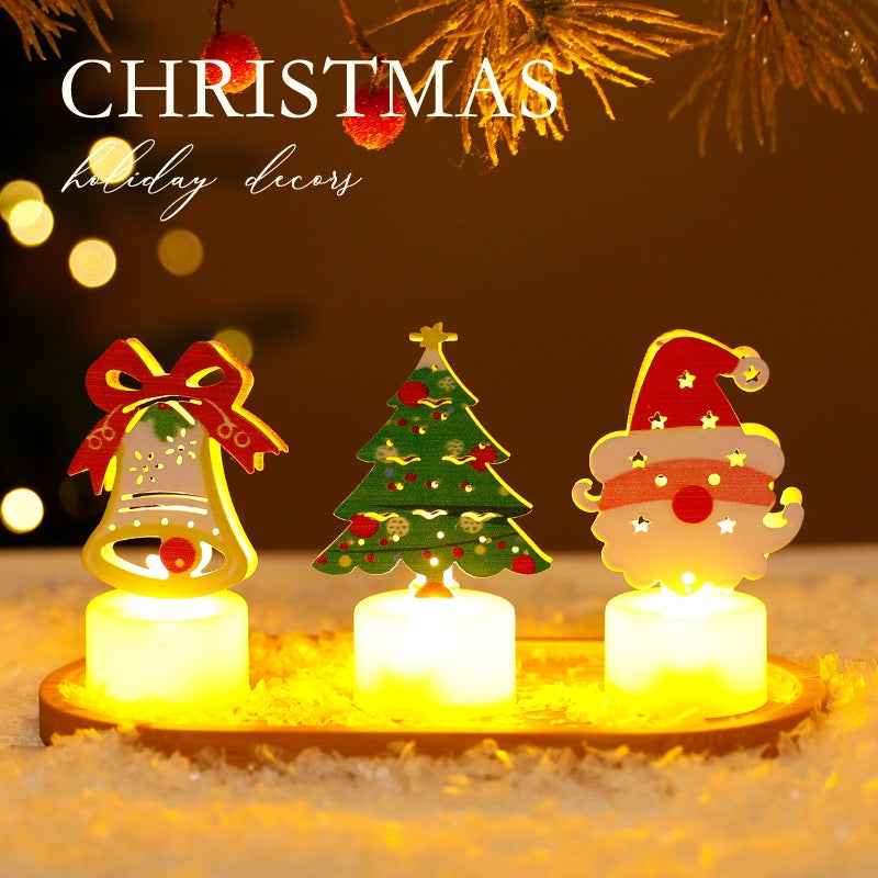 LED Electronic Candle Light Christmas Tree Santa Claus Snowman Creative Candle Night Light Decorative Ornament