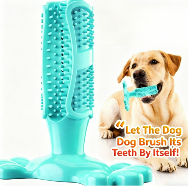 Pet Dog Toy Dental Brush Teeth Cleaning Elastic Rubber Chew Toy