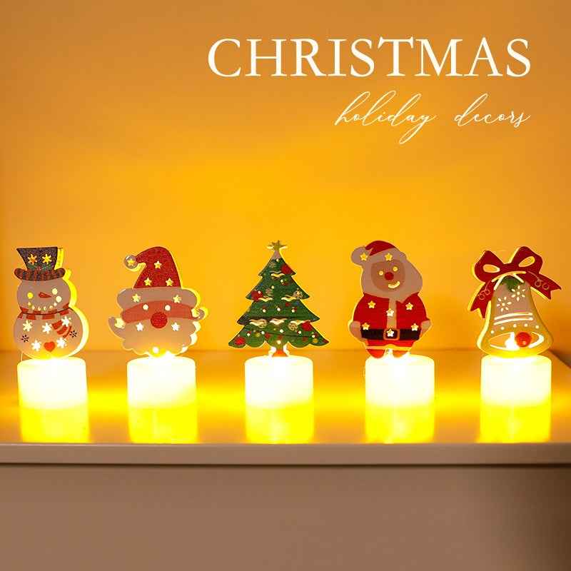 LED Electronic Candle Light Christmas Tree Santa Claus Snowman Creative Candle Night Light Decorative Ornament
