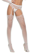 White Crochet Suspender Pantyhose