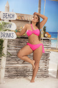 Plus Size Hot Pink Strappy Bikini