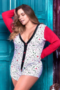 Plus Size Button Down Holiday Romper