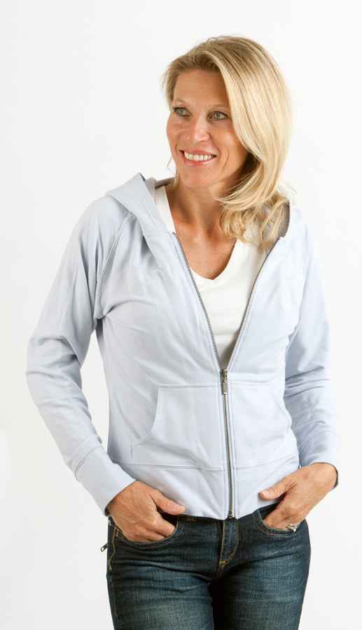 Clearance Women's Bamboo French Terry Zip Hooded Sweatshirt in Arctic Ice