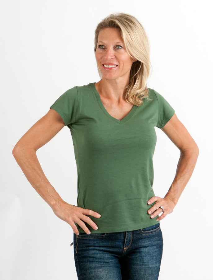 Clearance Women's Bamboo V-Neck Cap Sleeve T-Shirt