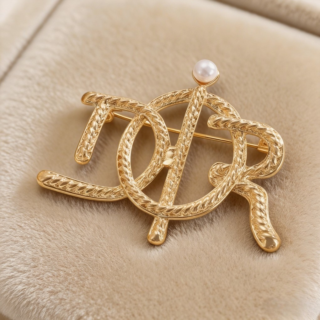 Vintage D Letter Twist Brooch