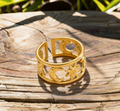 Classic 18K Gold Stainless Steel Star & Moon Ring