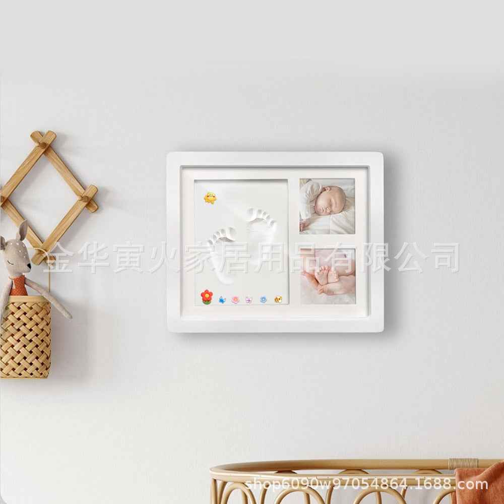 Handprint and Footprint Frame with Ink Pad - Baby Keepsake, Dog &amp; Cat Paw Print, DIY Child Photo Frame