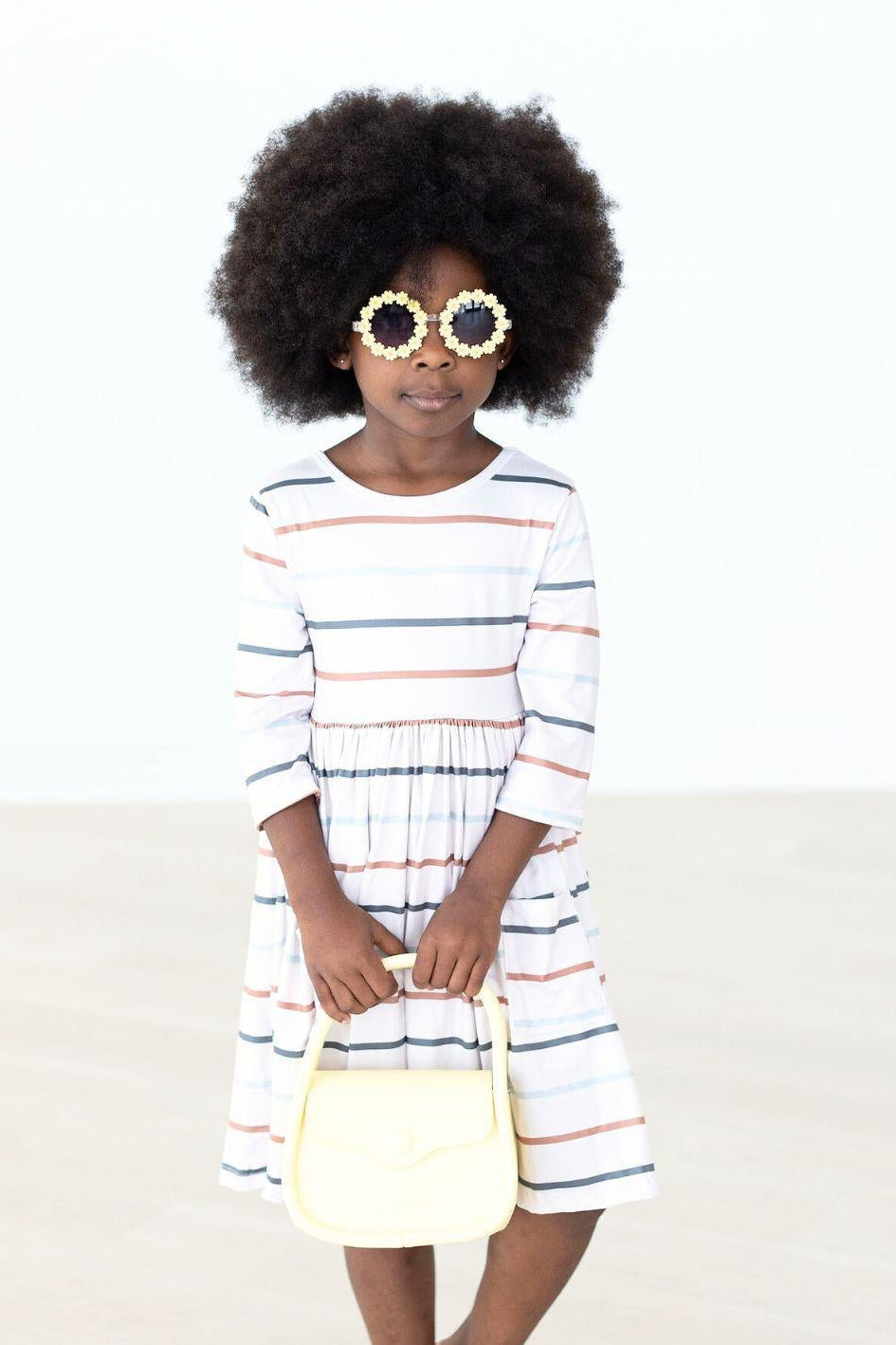 Fall Stripes 3/4 Sleeve Pocket Twirl Dress