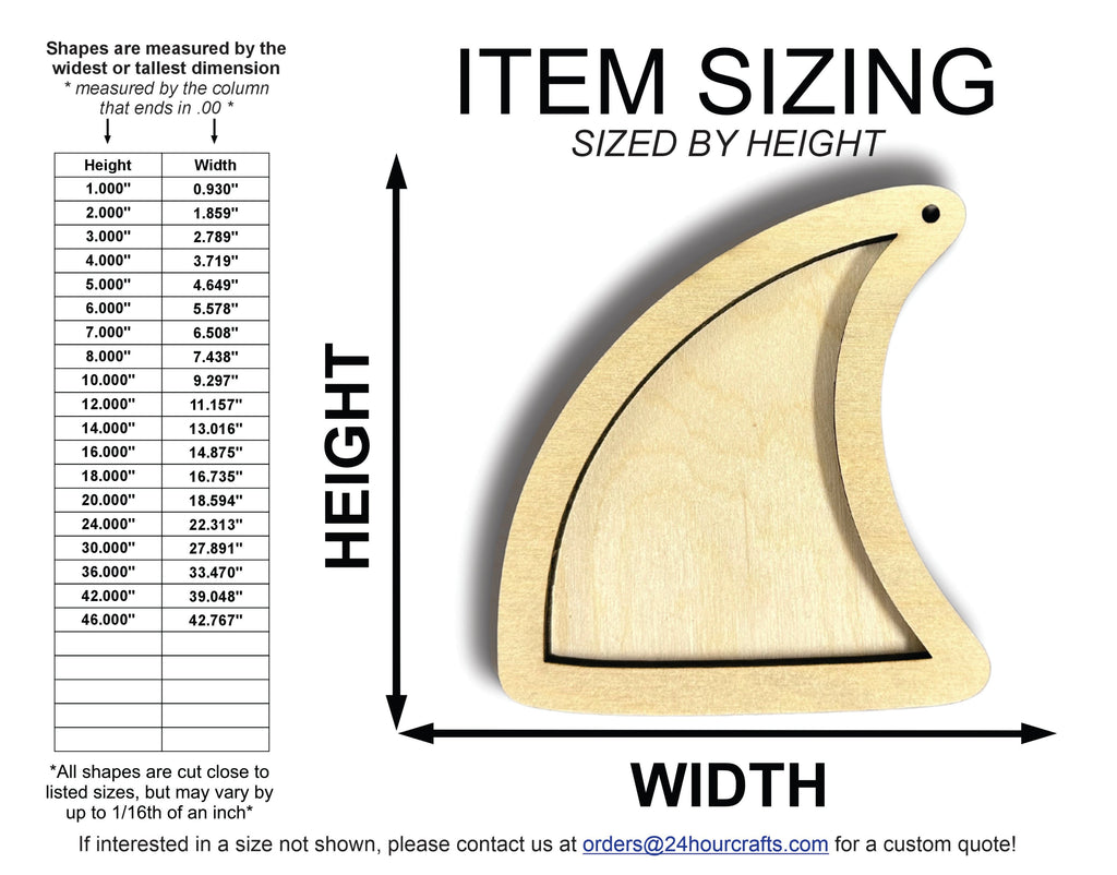Unfinished Wood 2 Layer Fin Shadowbox Shape | DIY Craft Cutout | up to 46" DIY