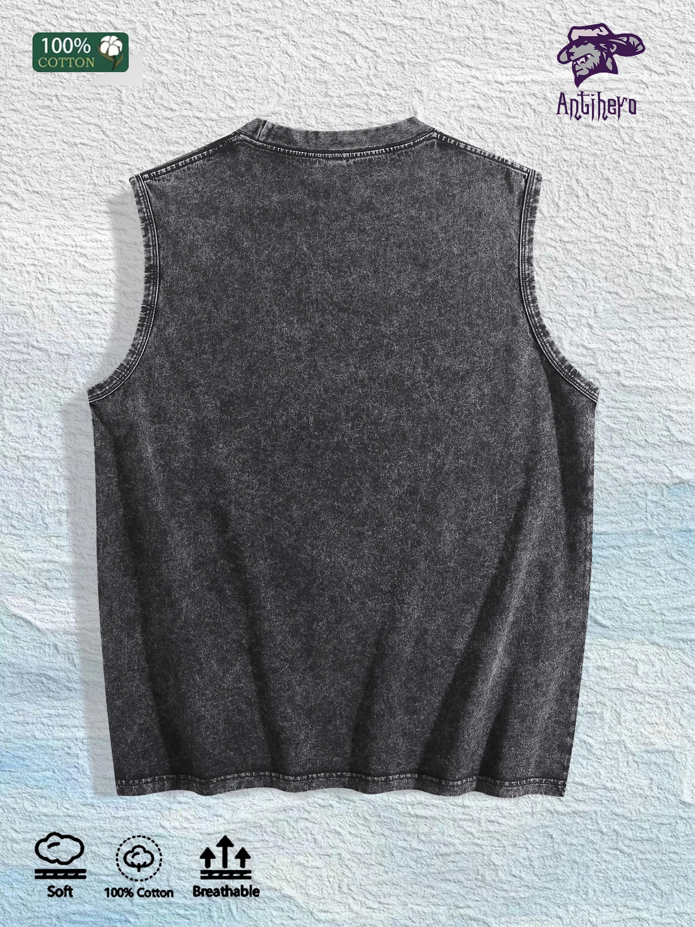 Biblical Jesus Saves" Sheep Graphic Washed Vest US Warehouse 3 Colors Cotton Tank
