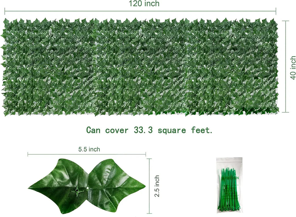 JS UV-Anti Plastic Ivy Leaves Vines Privacy Fence Screen Artificial Grass Wall for Outdoor Decor