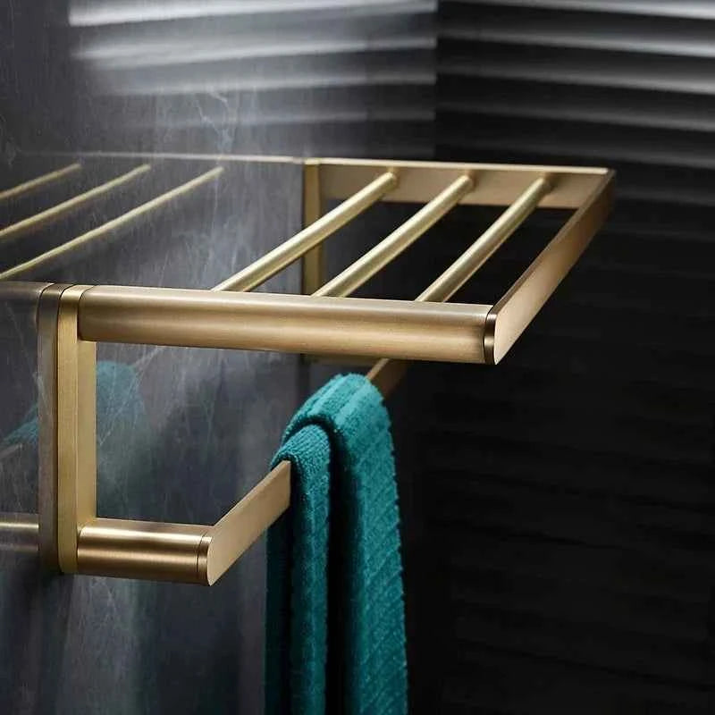 Bathroom Accessories Bathroom Shelf Towel Rack Paper holder Toilet Brush Holder Towel Ranger Brushed Gold Brass Bath Hardware