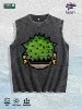 Cartoon Plant Graphic Washed Vest US Warehouse 3 Colors Cotton Tank