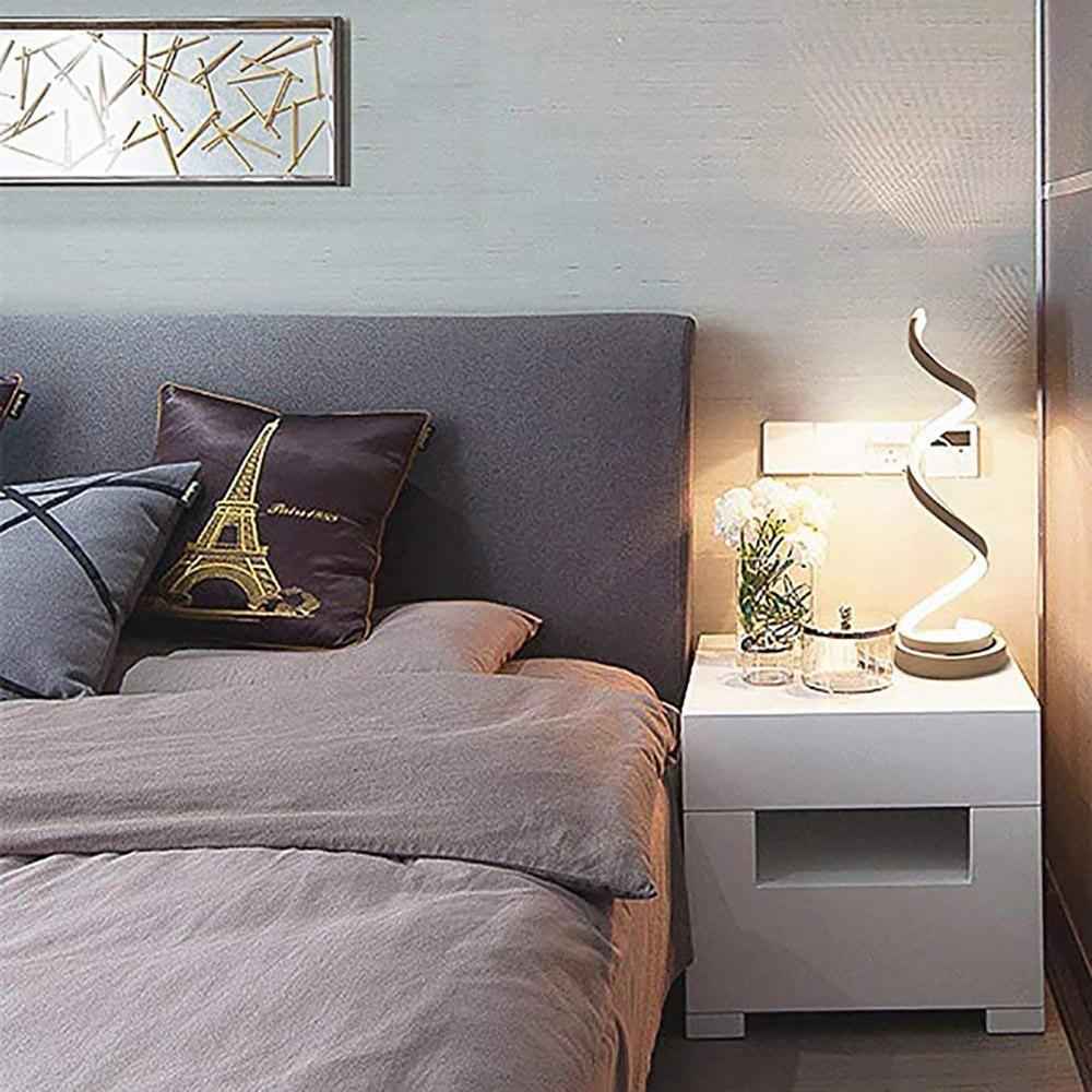 LED Spiral Table Lamp Modern Curved Desk Bedside Lamp Dim able Warm White Light For Living Room And Bedroom