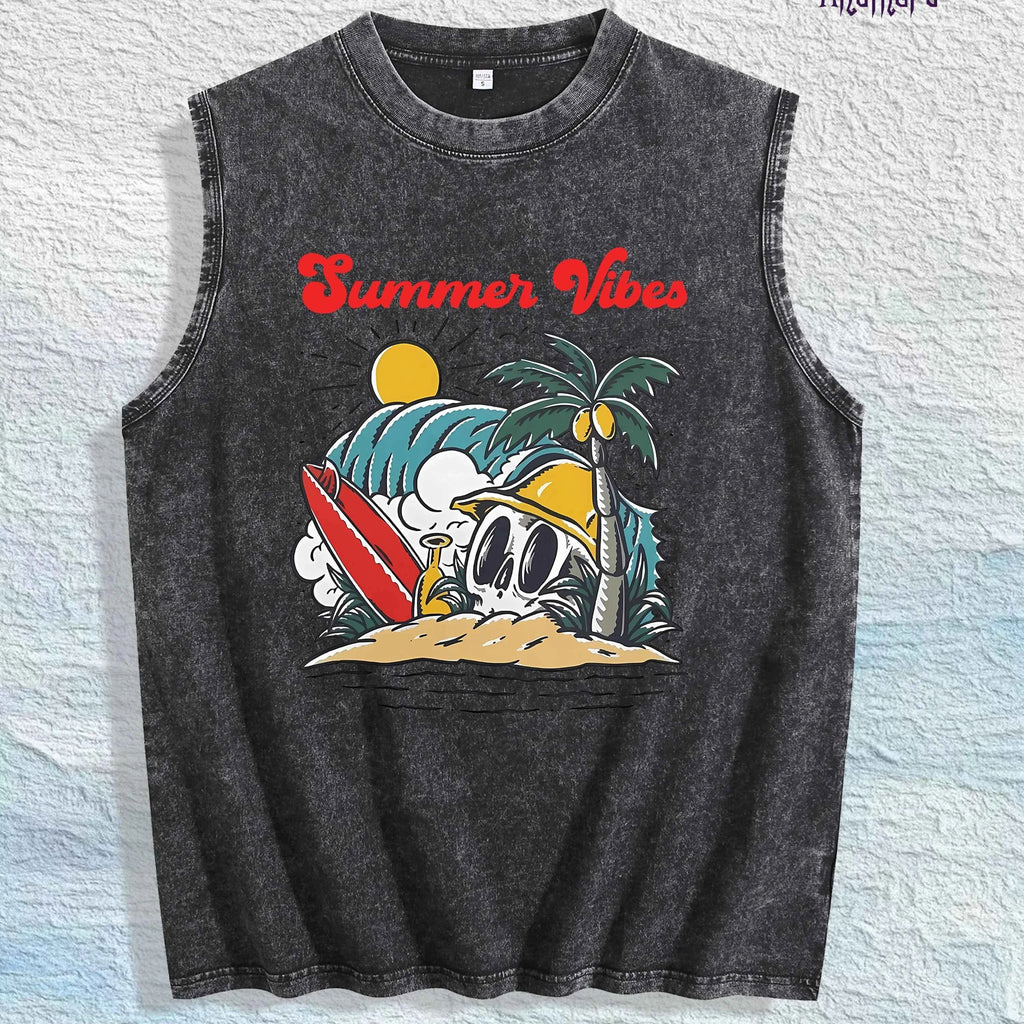 ROOST Waterfowl Deer Graphic Washed Vest US Warehouse 3 Colors Cotton Tank