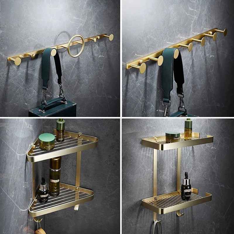 Bathroom Accessories Bathroom Shelf Towel Rack Paper holder Toilet Brush Holder Towel Ranger Brushed Gold Brass Bath Hardware