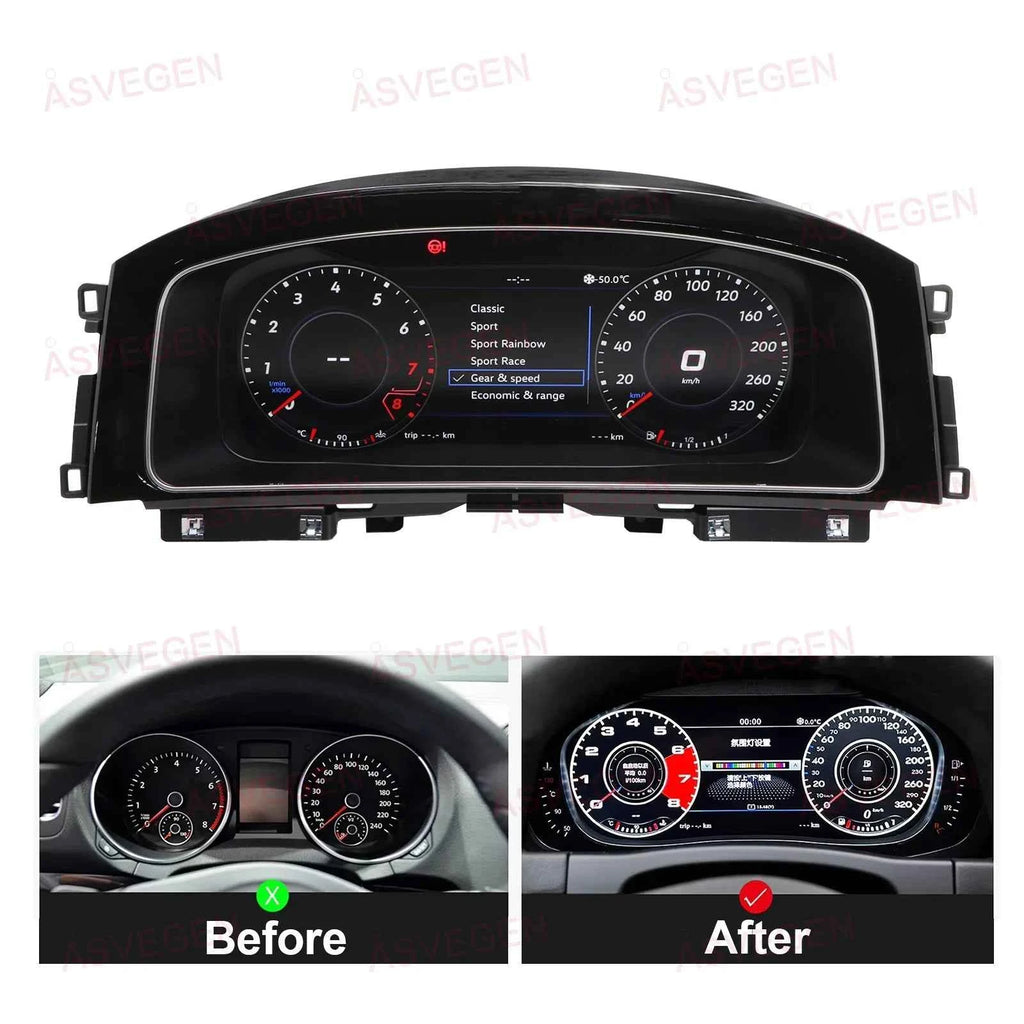 For Volkswagen VW Golf 7/7.5 2013-2020 LCD Dashboard Panel 12.3" Display Digital Cluster Virtual Instrument CockPit Speedometer
