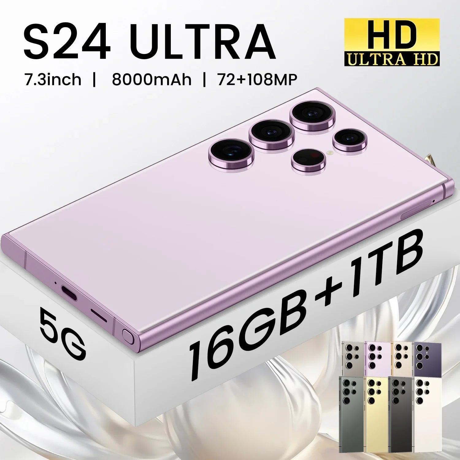 S24 Ultra 7.3 5G French/Spanish/English Smartphone 108MP Rear Camera 12GB+256GB 65W Quick Charge for Business Travel