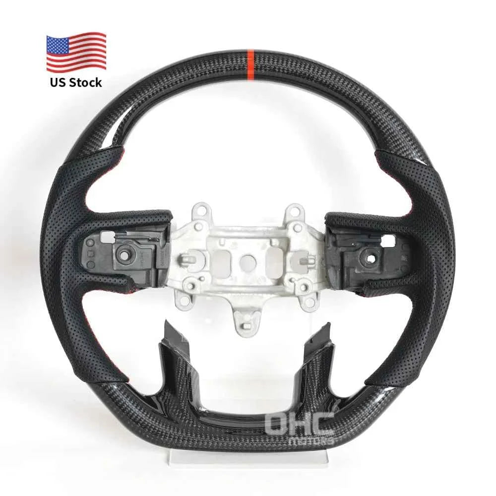 USA in Stock Real Carbon Fiber Steering Wheel for Dodge Ram 1500 Steering Wheel 2018-2024 with or Without Heating