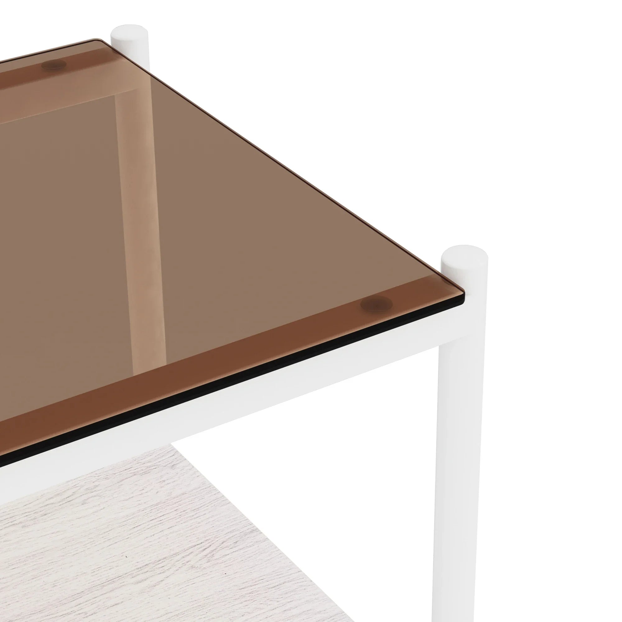 New Two White Side Tables Sets Tempered Glass Tabletop with MDF Layer for Living Room Furniture