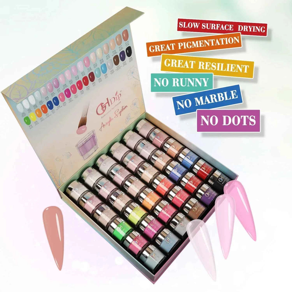 36 Basic Colors 1.5oz Nail Dipping Acrylic Powder Kit in Stock