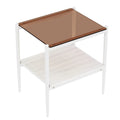 New Two White Side Tables Sets Tempered Glass Tabletop with MDF Layer for Living Room Furniture