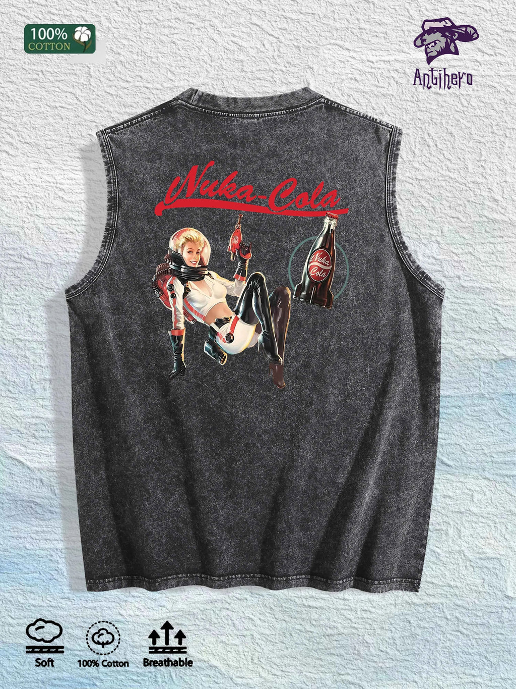 Nuka Cola Graphic Washed Vest US Warehouse 3 Colors Cotton Tank