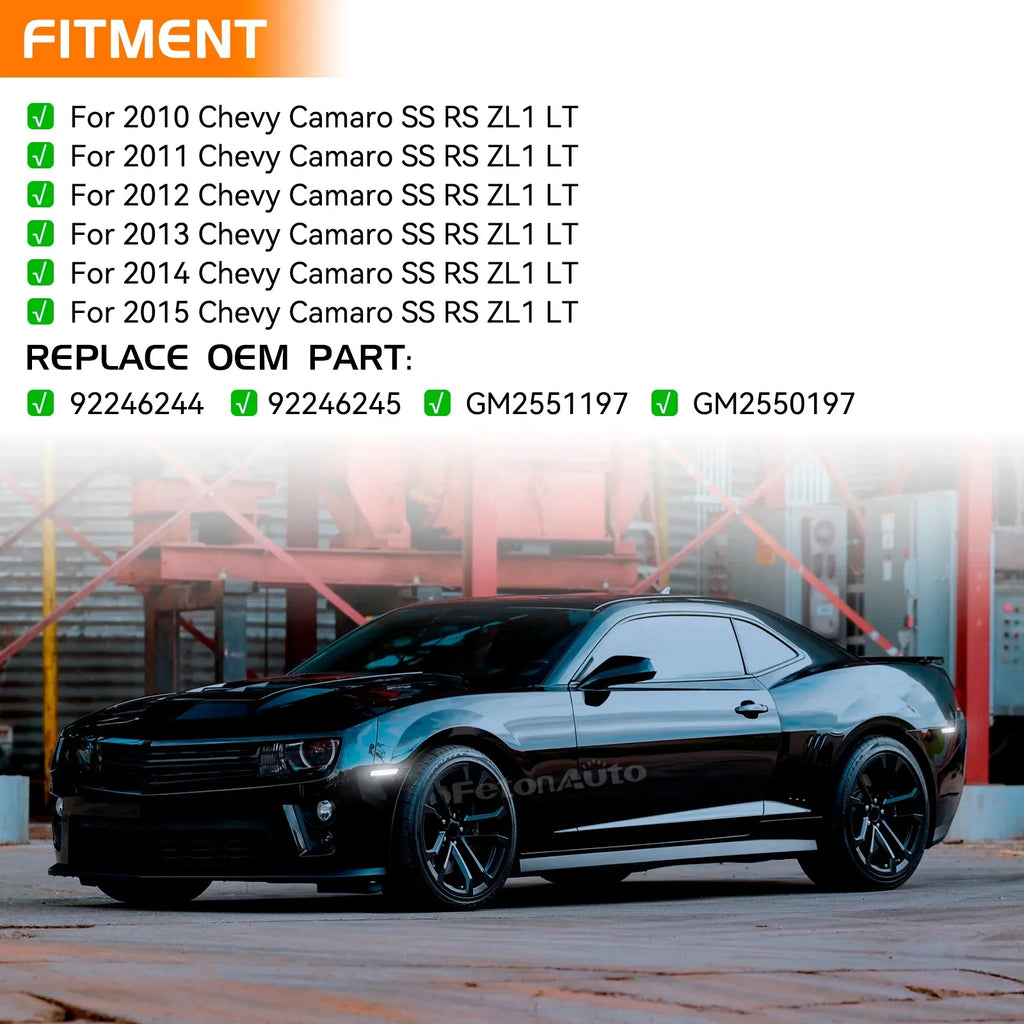 Dynamic Startup Side Marker Lights for Chevrolet Chevy Camaro SS RS ZL1 Led White Sequential Repeater Blink Indicator Lamps