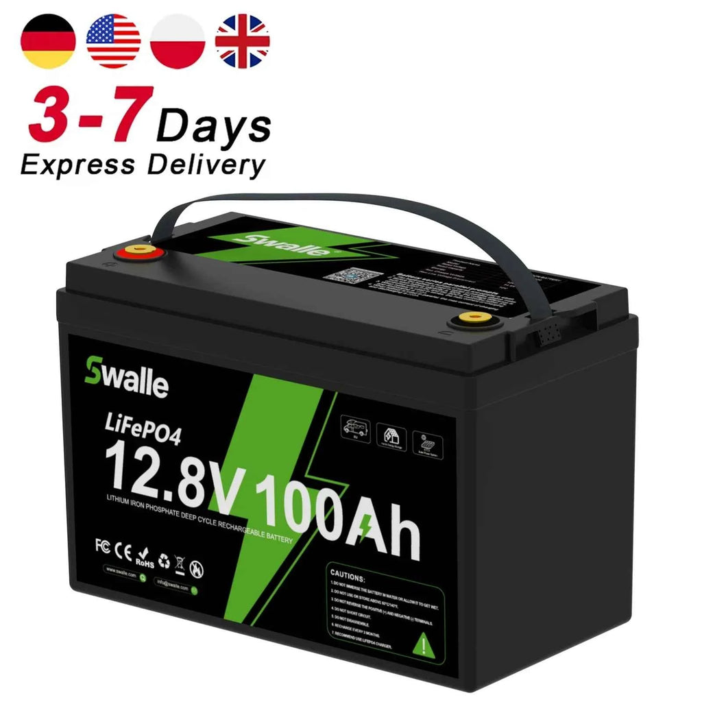 EU Warehouse Wholesale LiFePo4 Battery 12V 50AH 100Ah 200Ah 400Ah Bluetooth IP65 Waterproof Heating Balance Solar Battery