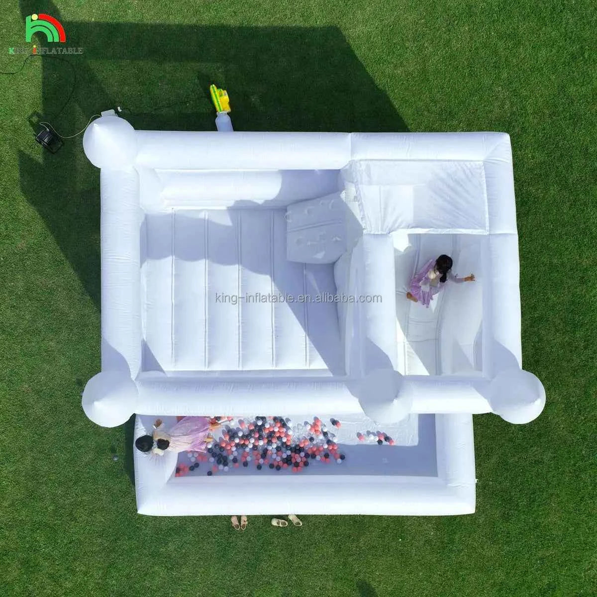 15x15x10ft White Inflatable Bounce Castle Kids Bounce House with Slide,Ball Pit for Party
