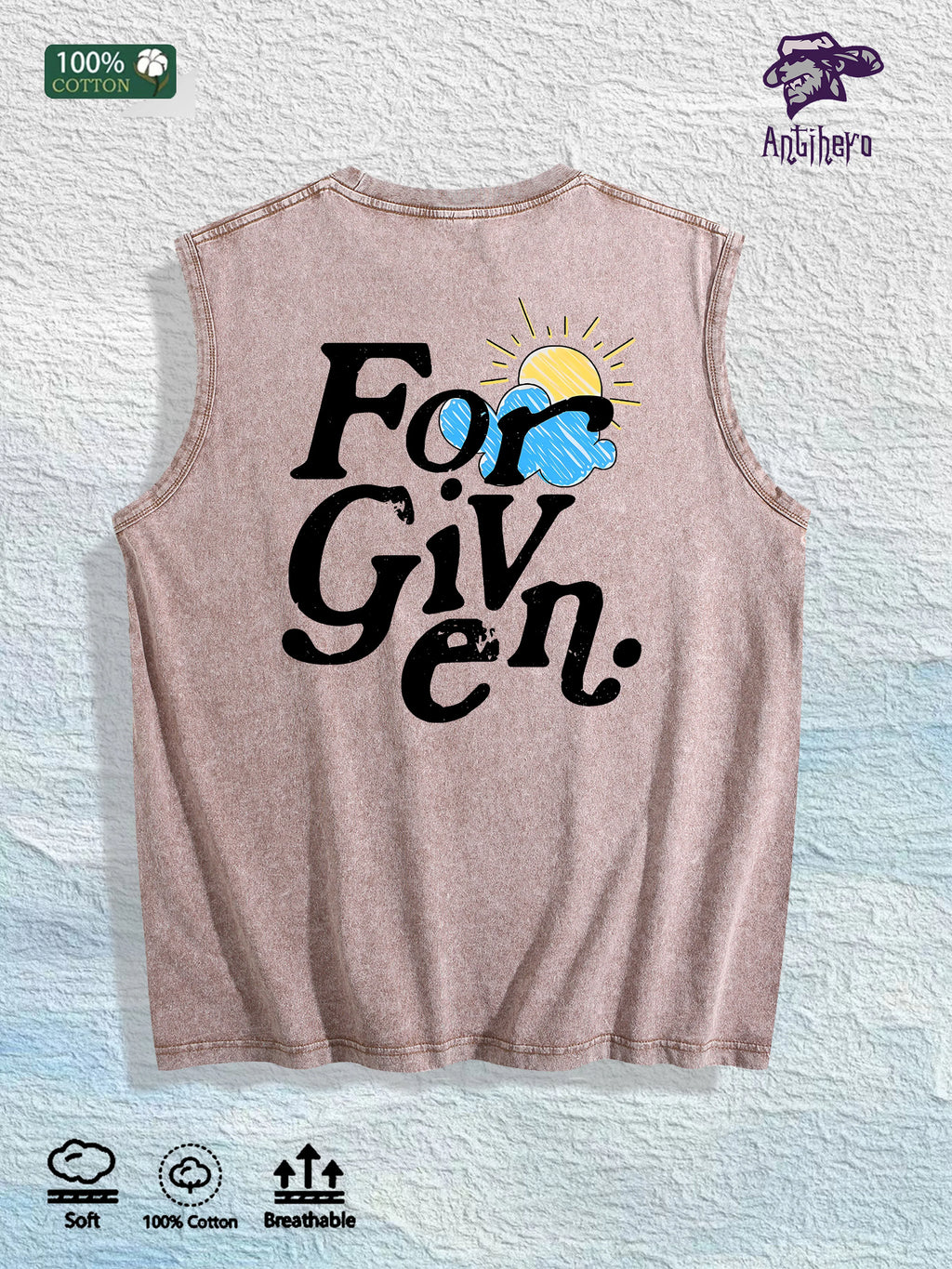 For Given Graphic Washed Vest US Warehouse 3 Colors Cotton Tank