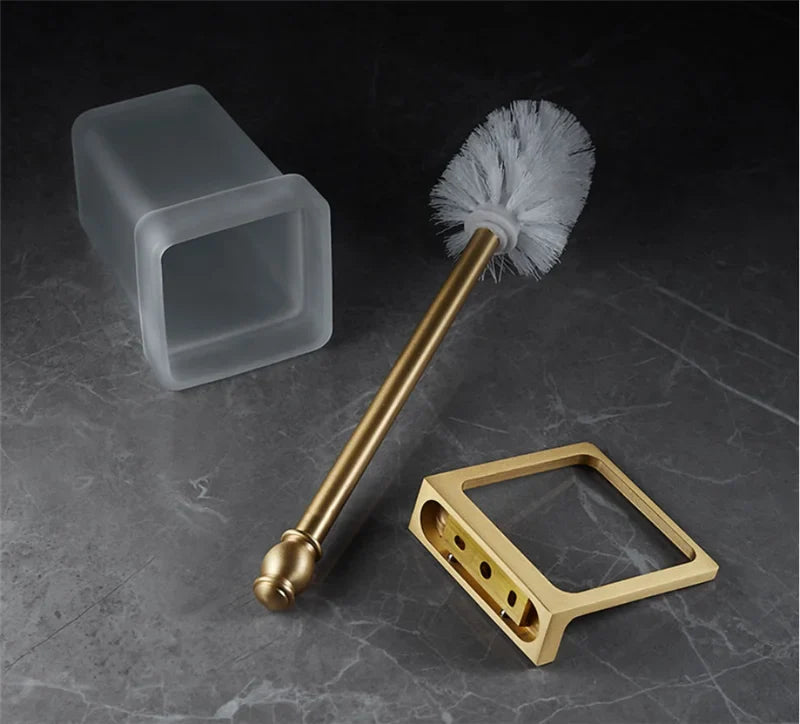 Bathroom Accessories Bathroom Shelf Towel Rack Paper holder Toilet Brush Holder Towel Ranger Brushed Gold Brass Bath Hardware