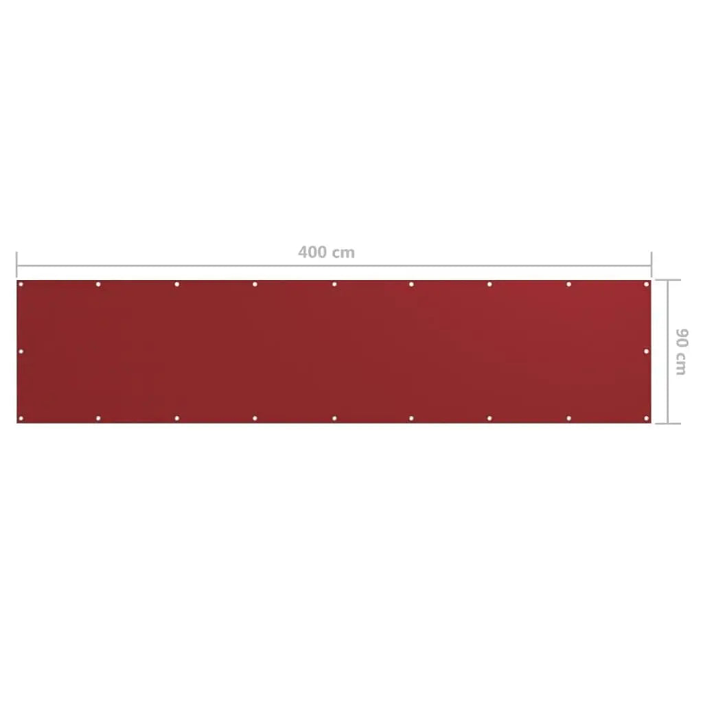 VidaXL W2B Balcony Screen 35.4x157.5 Inch Red Oxford Fabric Sun Shelter