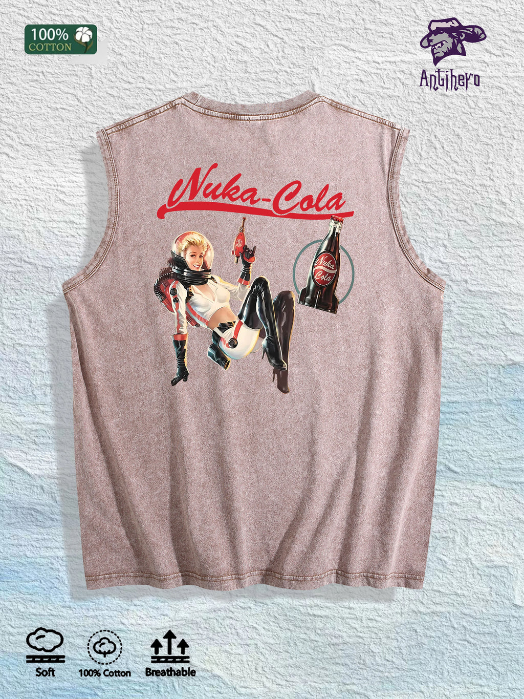 Nuka Cola Graphic Washed Vest US Warehouse 3 Colors Cotton Tank
