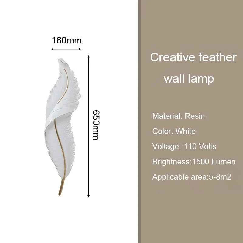 Modern Minimalist LED Luxury Feather Fine Carved Pattern Framed Hanging Channel Decoration Wall Lamps for Bedroom Walls