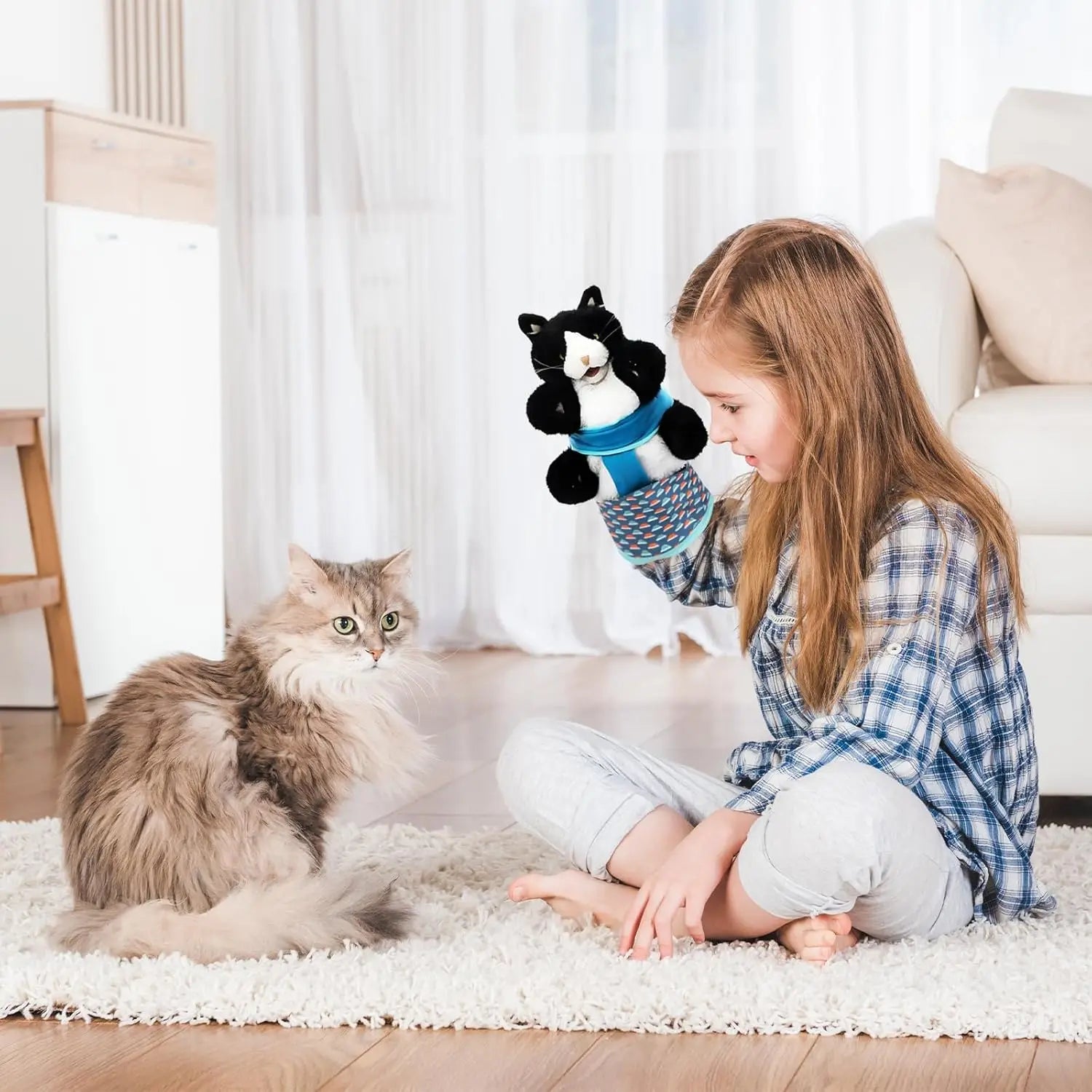 Cats Puppet Wrestler, Cat Wrestling Toy Puppet, Cat Antarcking Wrestler Glove, Hand Puppet with Tough Padding