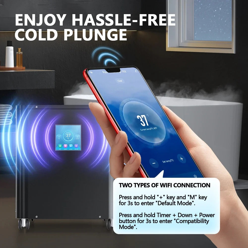 US. Local Warehouse Electric Water Chiller Wifi Remote Timer Water Ice Chiller Mini Pump Filter Ice Bath Cold Plunge Chiller