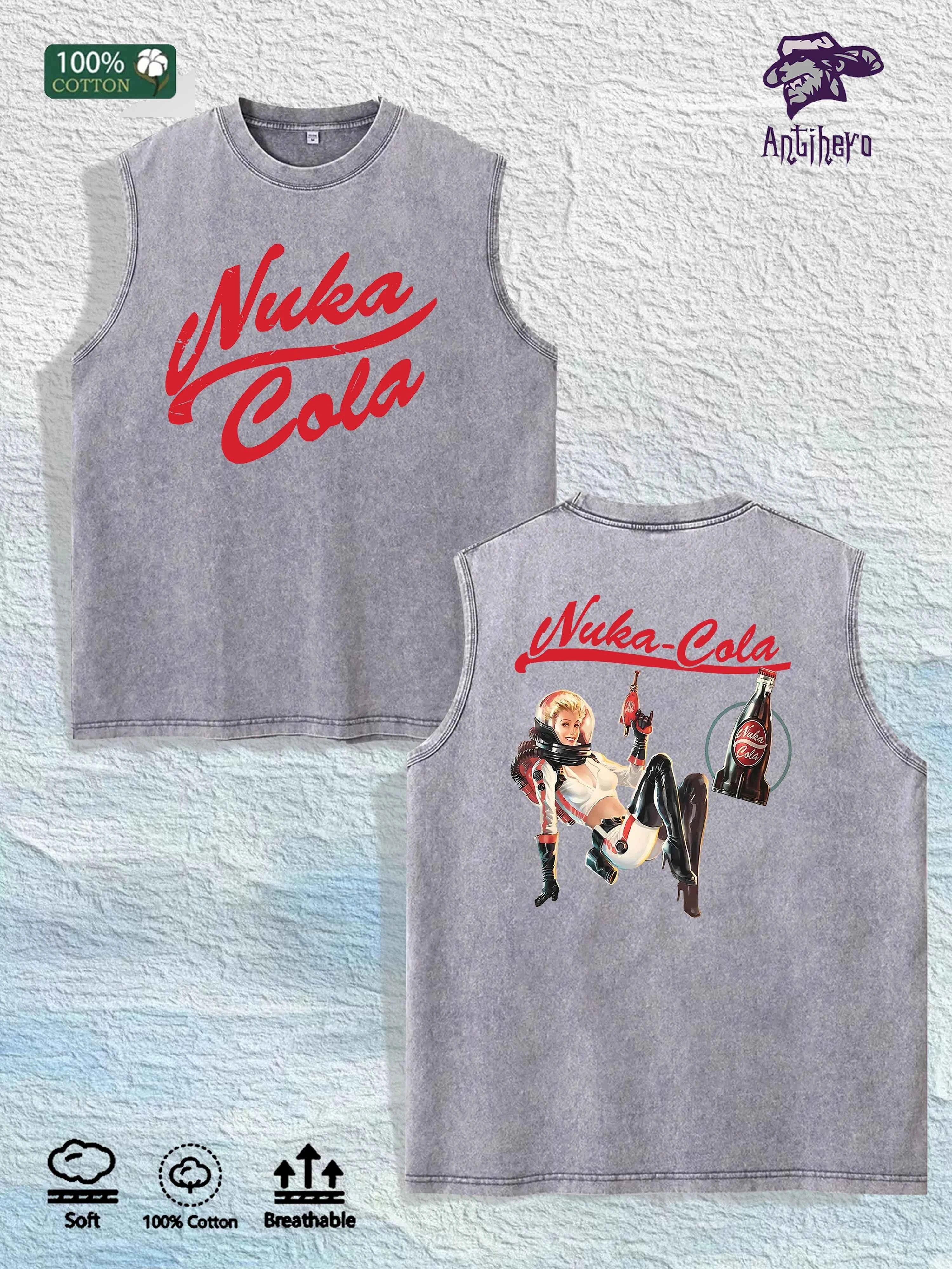 Nuka Cola Graphic Washed Vest US Warehouse 3 Colors Cotton Tank