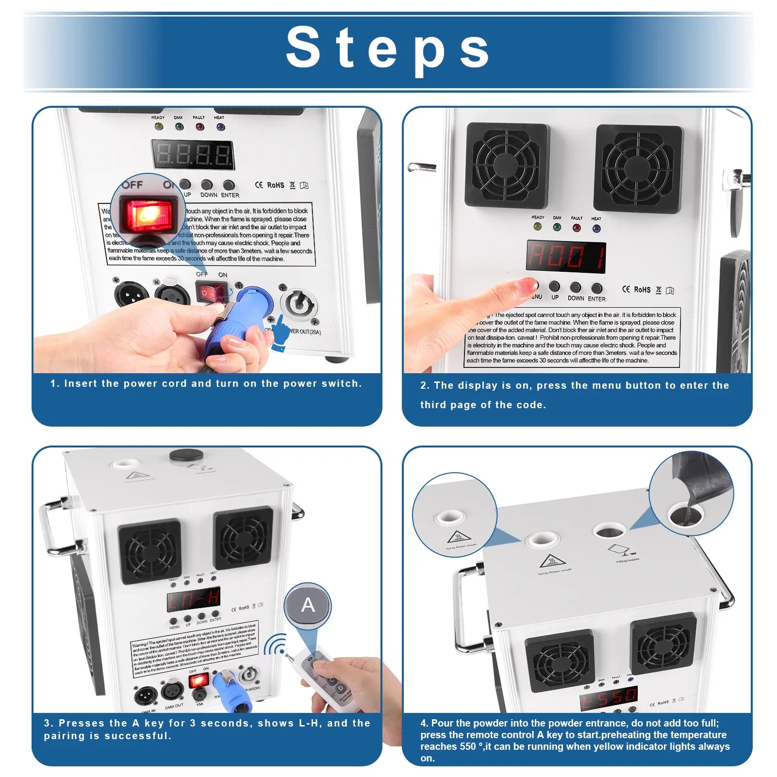 U`King 600W Cold Spark Machine With Wireless Remote for Wedding Vocal Concert Stage Effect Equipment Fireworks Fountain Machine