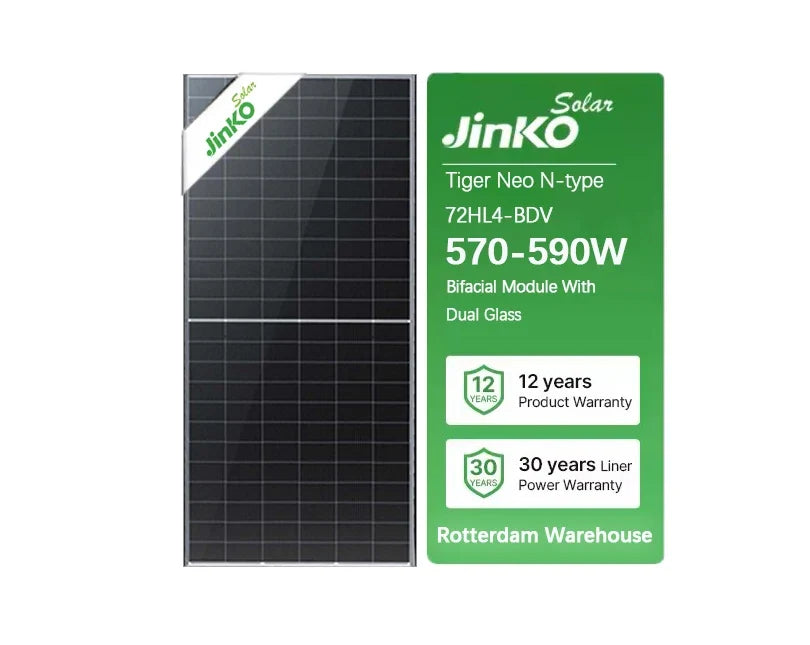 USA Stock Best Price High Efficiency Trina JA Longi Jinko 570w 575w 580w 585w 590w Bifacial Dual Glass N Type Solar Panel