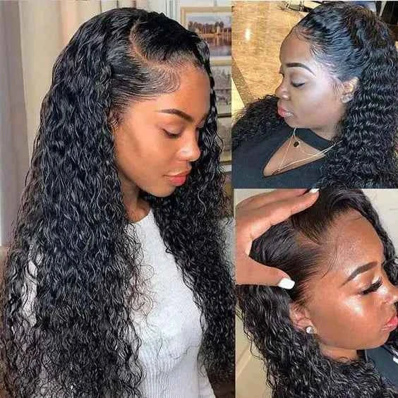 Natural Raw Indian Water Wave Curly Wig 13x6 Glueless HD Full Lace Front Human Hair Wig Lace Frontal Virgin Hair Wigs Vendor
